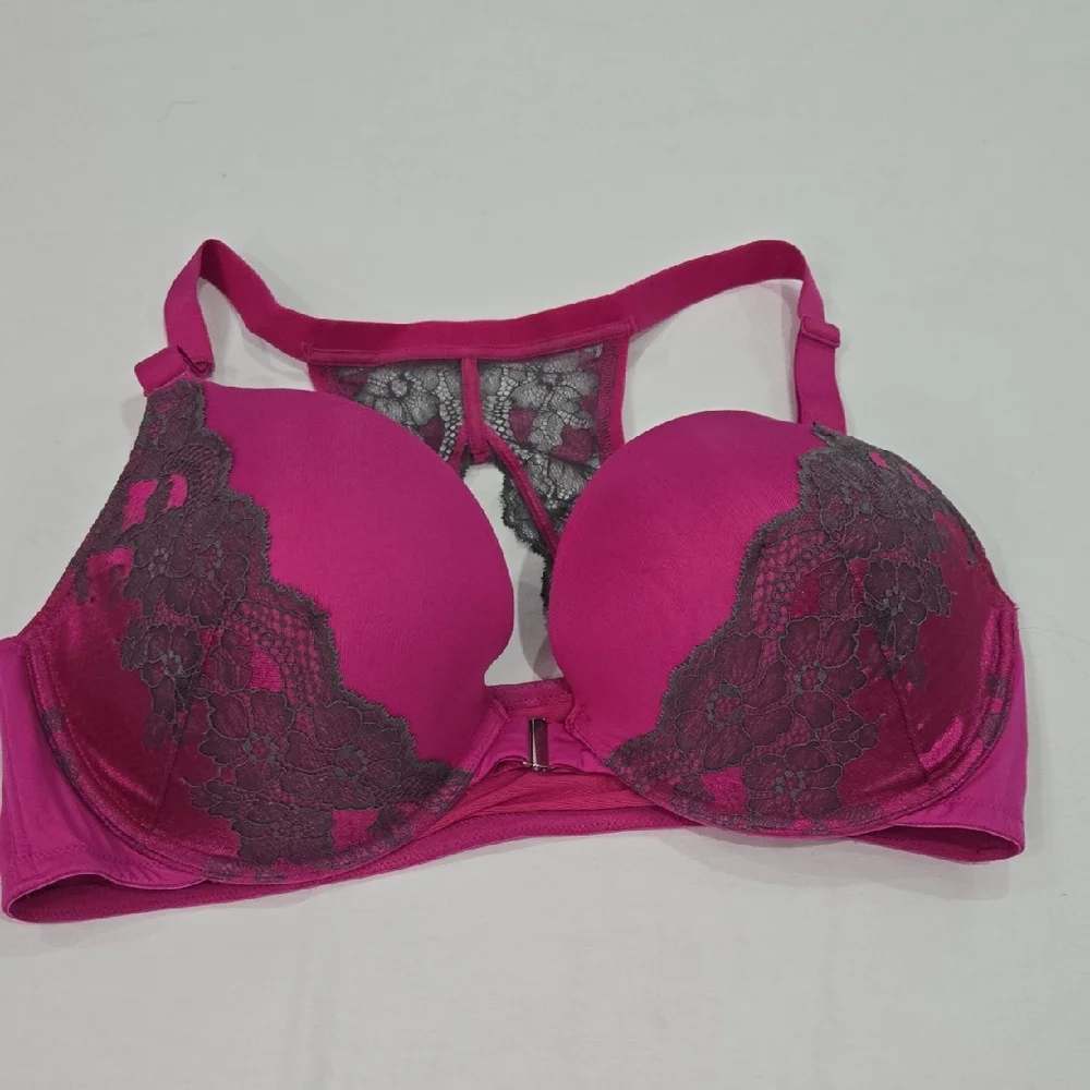 Cacique Magenta And Gray Boost Plunge Front Closure Racerback 40DD - Picture 1 of 6
